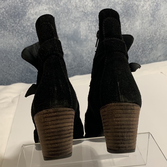 SUNDANCE black ankle boot suede buckle wrapped - Picture 10 of 16